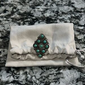 Vintage Turquoise diamond Cluster ring
